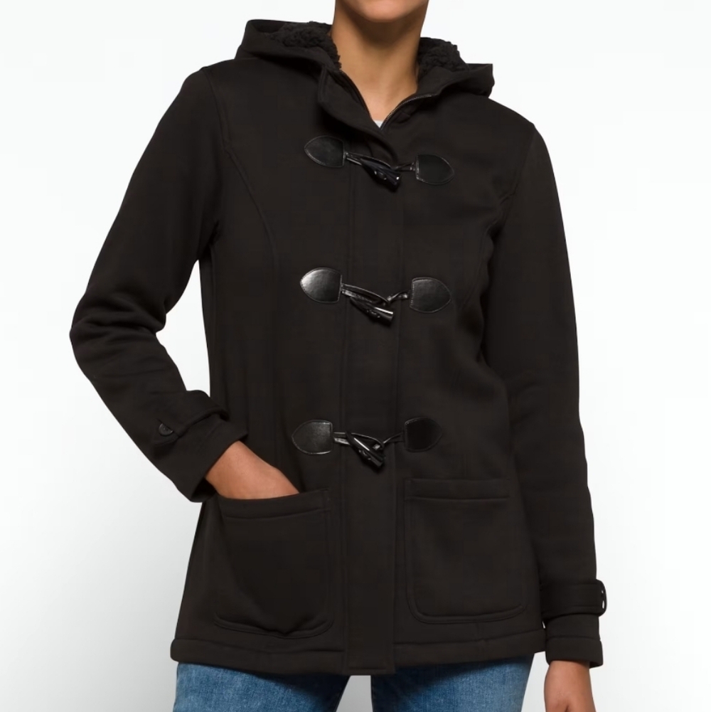 Market & Spruce Emory Women's  Black Toggle Fleece Pea Coat